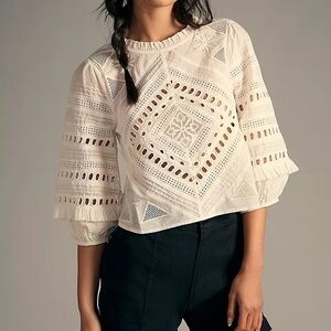 Forever That Girl Ruffled Eyelet Top - Anthropologie